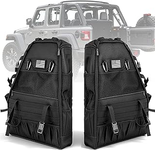 Roll Bar Storage Bag with Multi-Pocket Organizer Jl Jk Storage Bag Compatible with 1997-2023+ Jeep Wrangler JK TJ LJ & Unlimited JL 4-Door US Flag (2pcs)