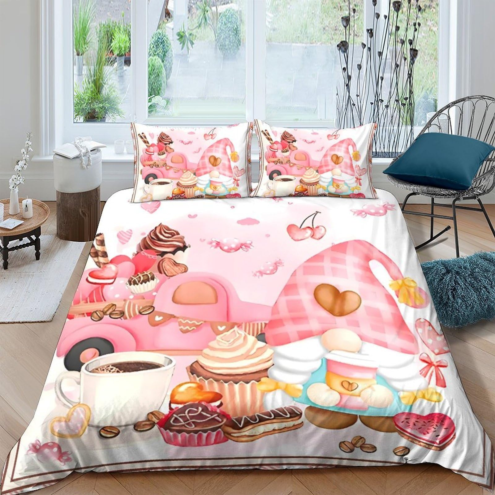 Ctjqhvkz Style-9 3D Printed Candy Dessert Fitted Sheet Microfiber Pink Sweet Pastry Bed Cover For Bedroom Guest Room Dorm Mattress Protection Single（135X200cm）