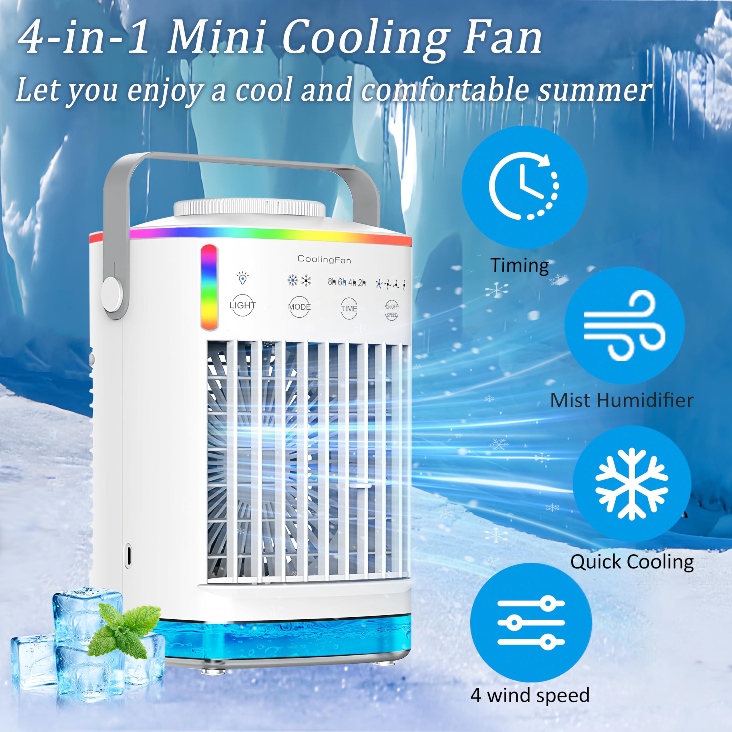 SKYICE Mini Portable Air Conditioners, 4-IN-1 Personal Evaporative Air Cooler With - View #7