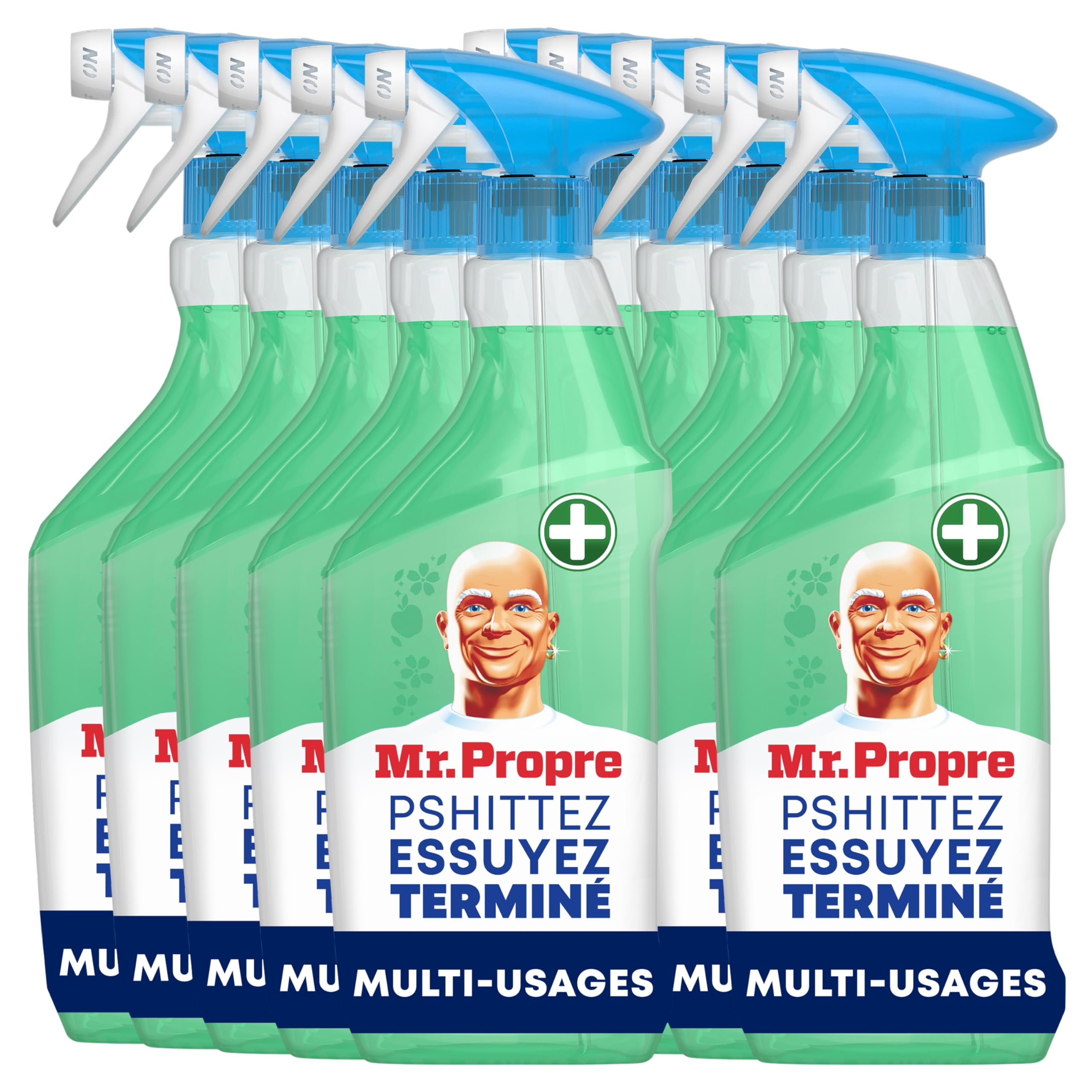 Mr. Propre Spray Nettoyant Multi-Usages, Grand Format (500ml x10), Parfum Fleurs de Pommier, Élimine 99.9% des Bactéries, Sans Traces | Grand format (500ml). Élimine 99.9% des bactéries. Sans traces.