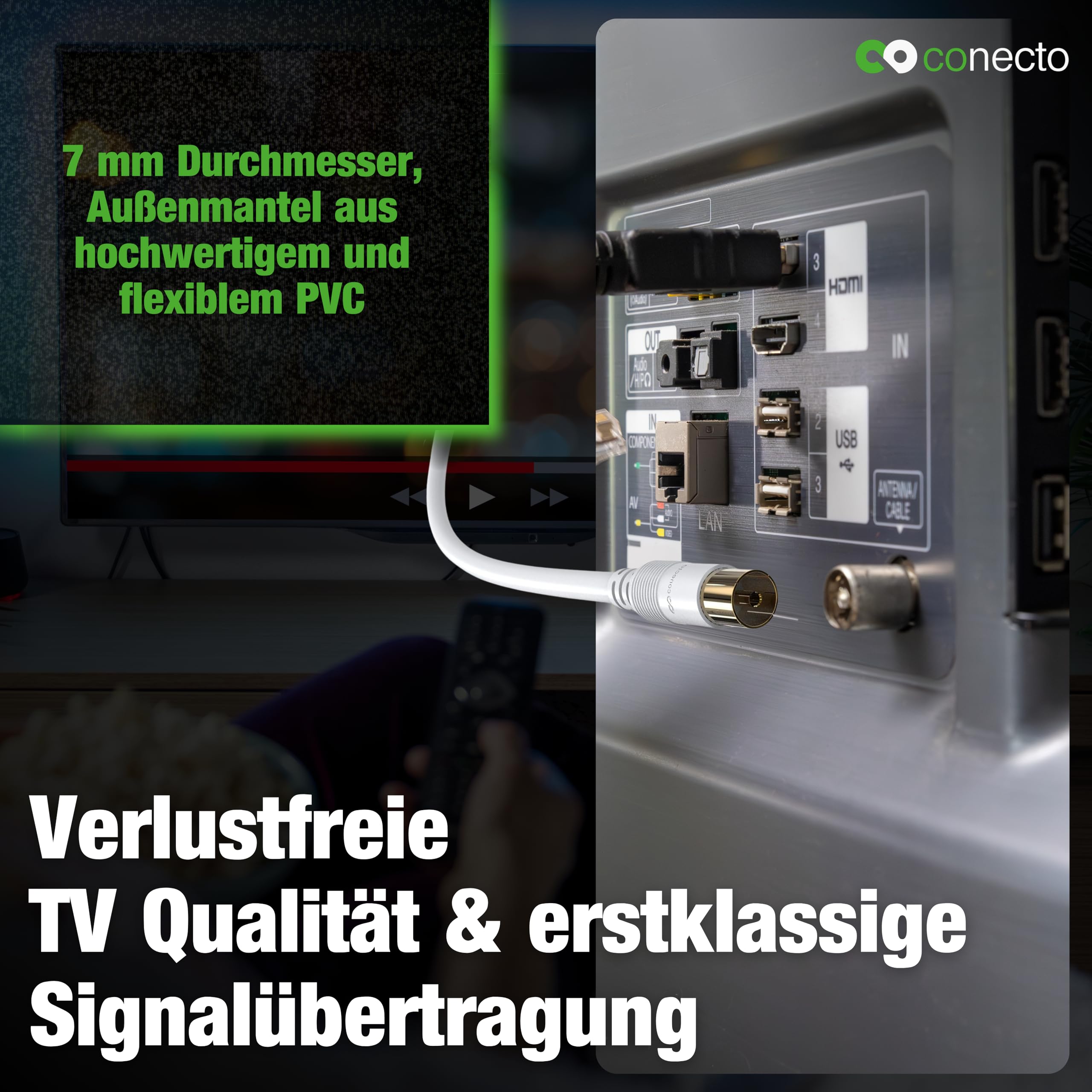 Cavo Antenna Coassiale SAT 1m - Doppia Schermatura, Spine IEC Dorate, Per TV Satellite, HDTV, DAB - Foto 10