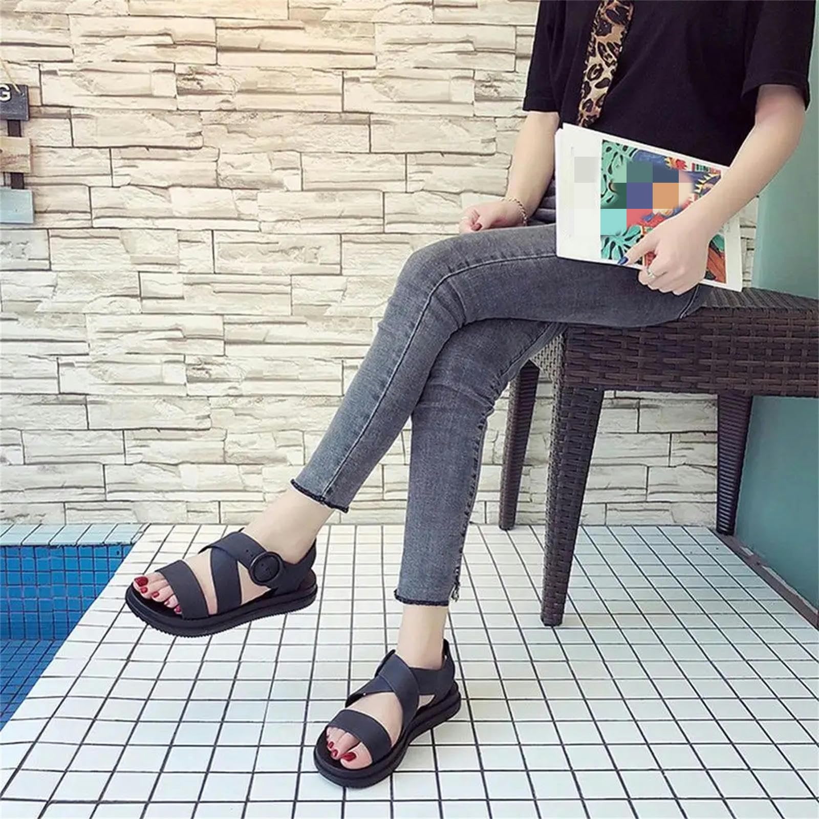 Sandali Donna estive Donne Sandali Summer Femmes Platform Sandals Ladies Plus Times Scarpe per Le Pantofole da Donna-rosso-38
