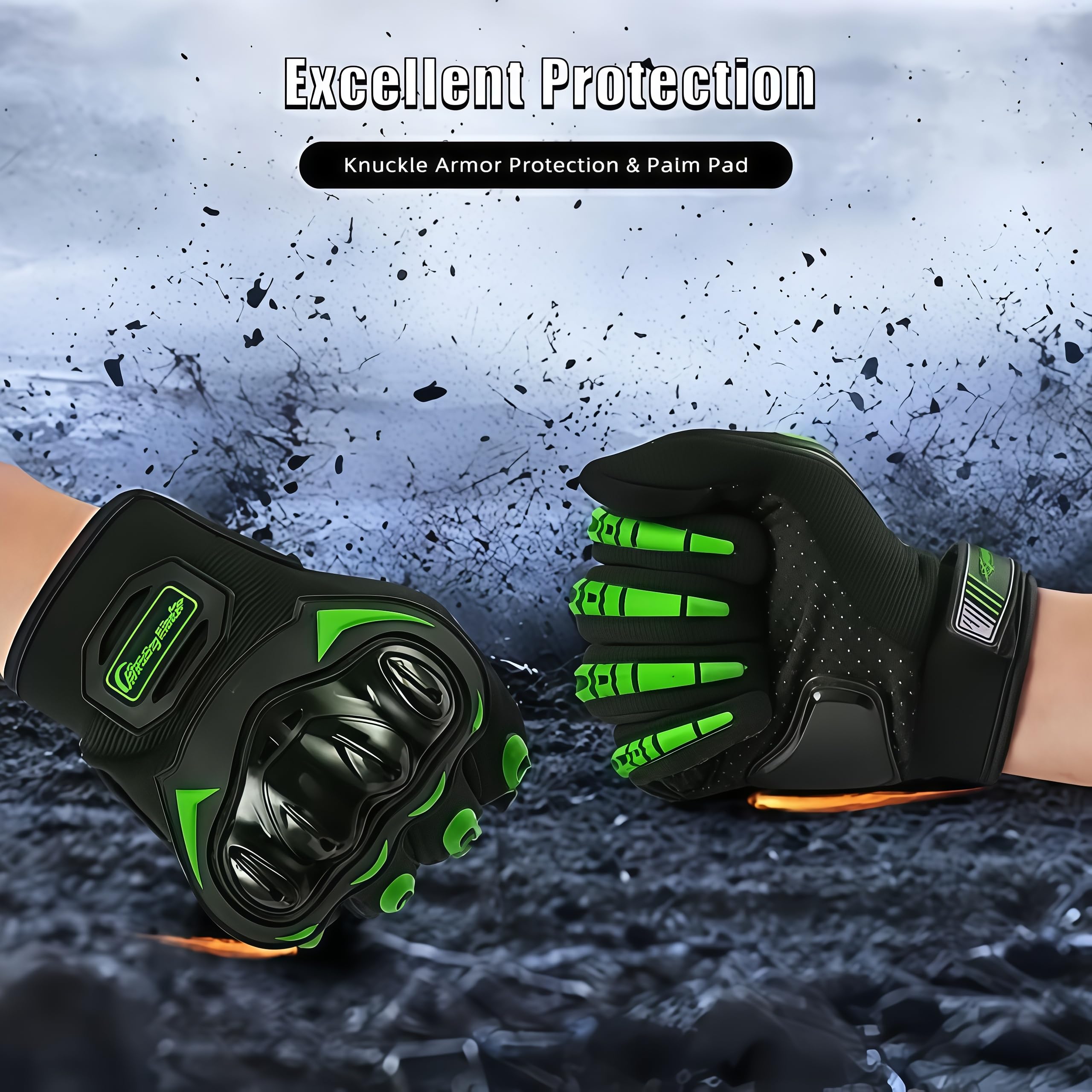 Gants de moto unisexes avec doigts tactiles pour Powersports, BMX, ATV, conduite, motocross, VTT, vélo tout-terrain.