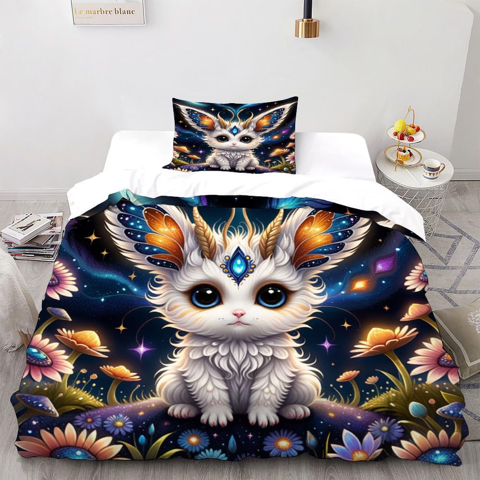 Parure de lit ciel étoilé crocodile housse de couette 2 pièces animaux microfibre adulte 135x200cm