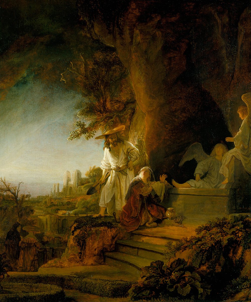 Rembrandt Christ and Mary Magdalen tableau émotion artistique grand format