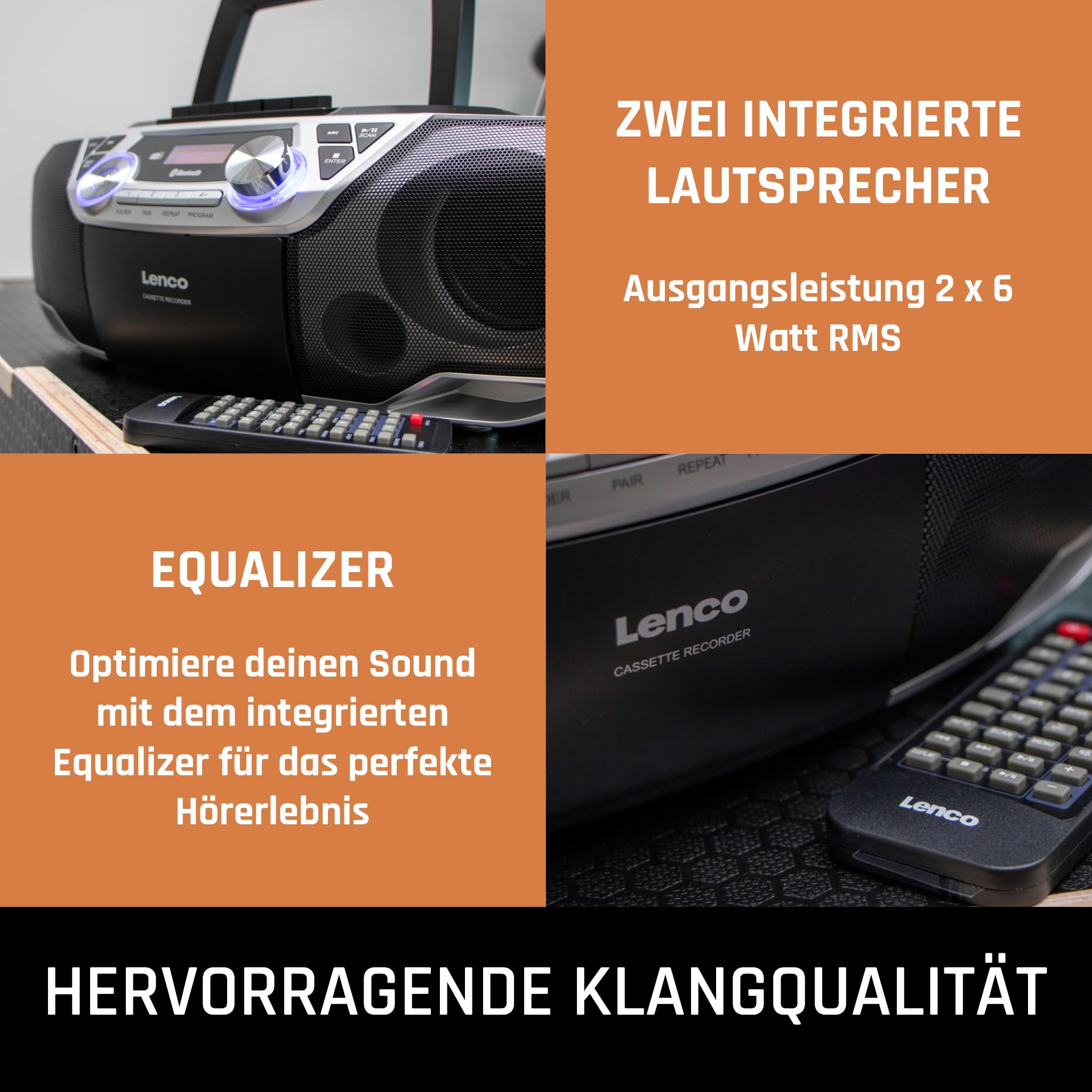 Lenco SCD-720SI - Radio CD Player - CD Player Kinder | SCD-720 - DAB+ - Bluetooth 5.0 - CD/MP3-Player - Kassettendeck - FM - USB - 2 x 6 Watt RMS