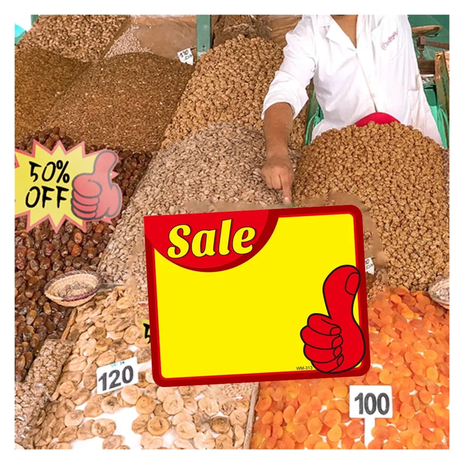 Preisschilder, 100 Stück, Preisetiketten, Markt-Schilder, Einzelhandel, Laden, Werbung, Verkaufsaufkleber, Warenzeichen