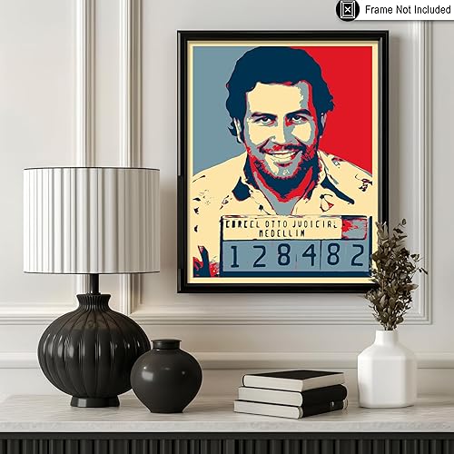 Miniatura 3 de Poster Master Póster retro de Pablo Mugshot de Pablo Mugshot, arte de cartel de Medellín, regalo colorido de inauguración de la casa, gran