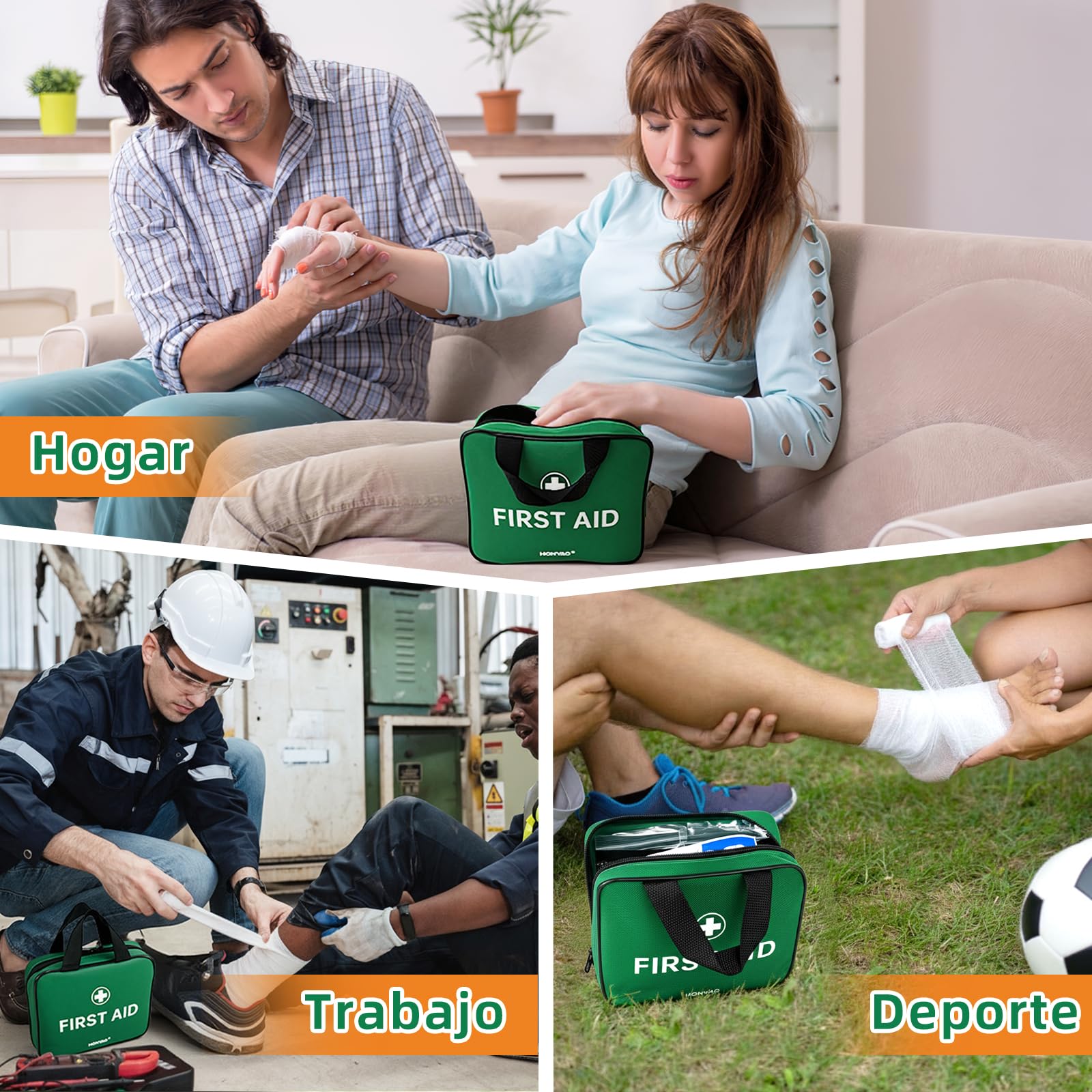 HONYAO Botiquín de Primeros Auxilios 180 Piezas, Kit Primeros Auxilios Completo, Botiquin para Hogar Coche Trabajo Deporte Viaje Cámping Niños, Verde