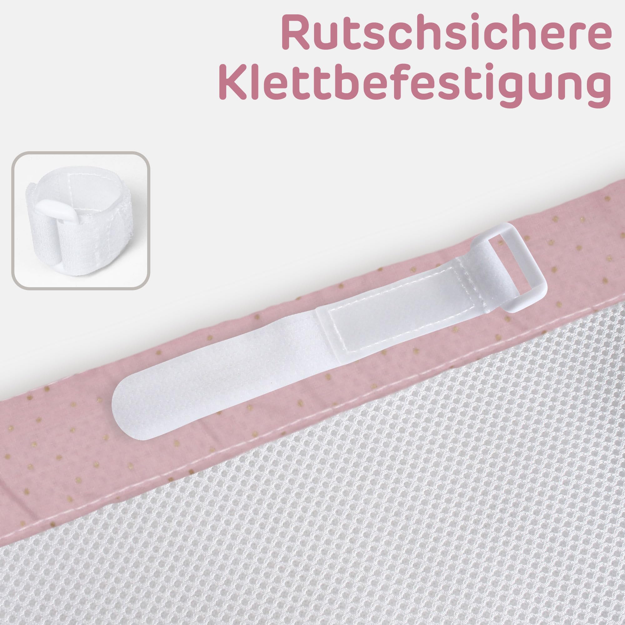 babybay Nestchen 3D Mesh Royal passend für Modell Maxi, Boxspring, Comfort und Comfort Plus, rosé Glitzerpunkte gold