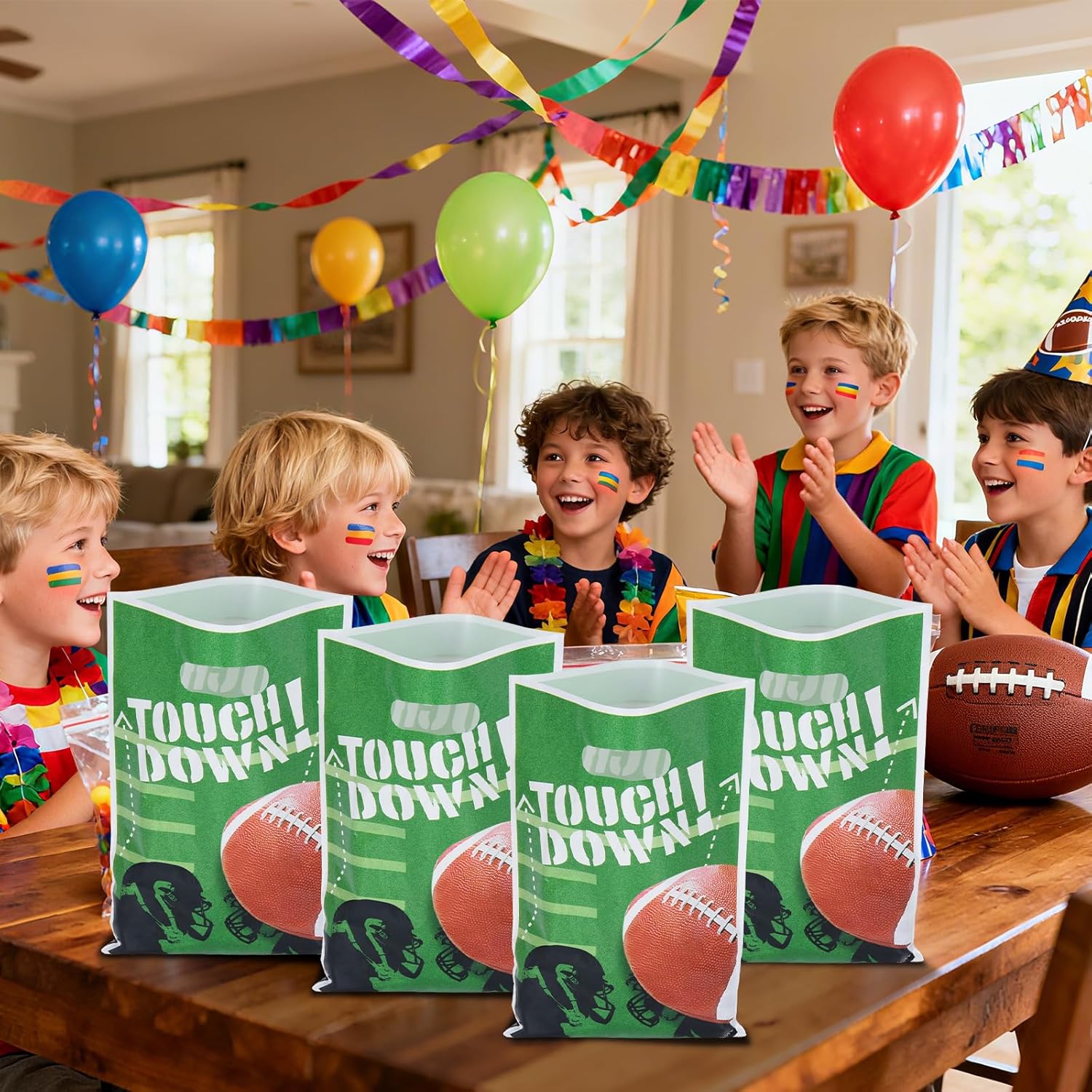 libala 30Pcs Football Party Favors Goodie Bags, 6.7 * 9.8 inch Football Gift bags, Favors Rugby Sports Theme Treat Bags Party Bags Decorations for Game Day Sports Events Birthday Party - Image 5