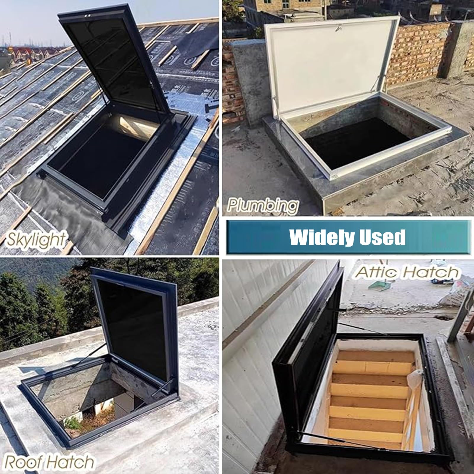 Aluminiowy właz dostępowy 75 x 75 cm (29,5 x 29,5") z prętami wsporczymi i uchwytem, ciężkie drzwi sufitowe Du do piwnicy i punktów dostępu