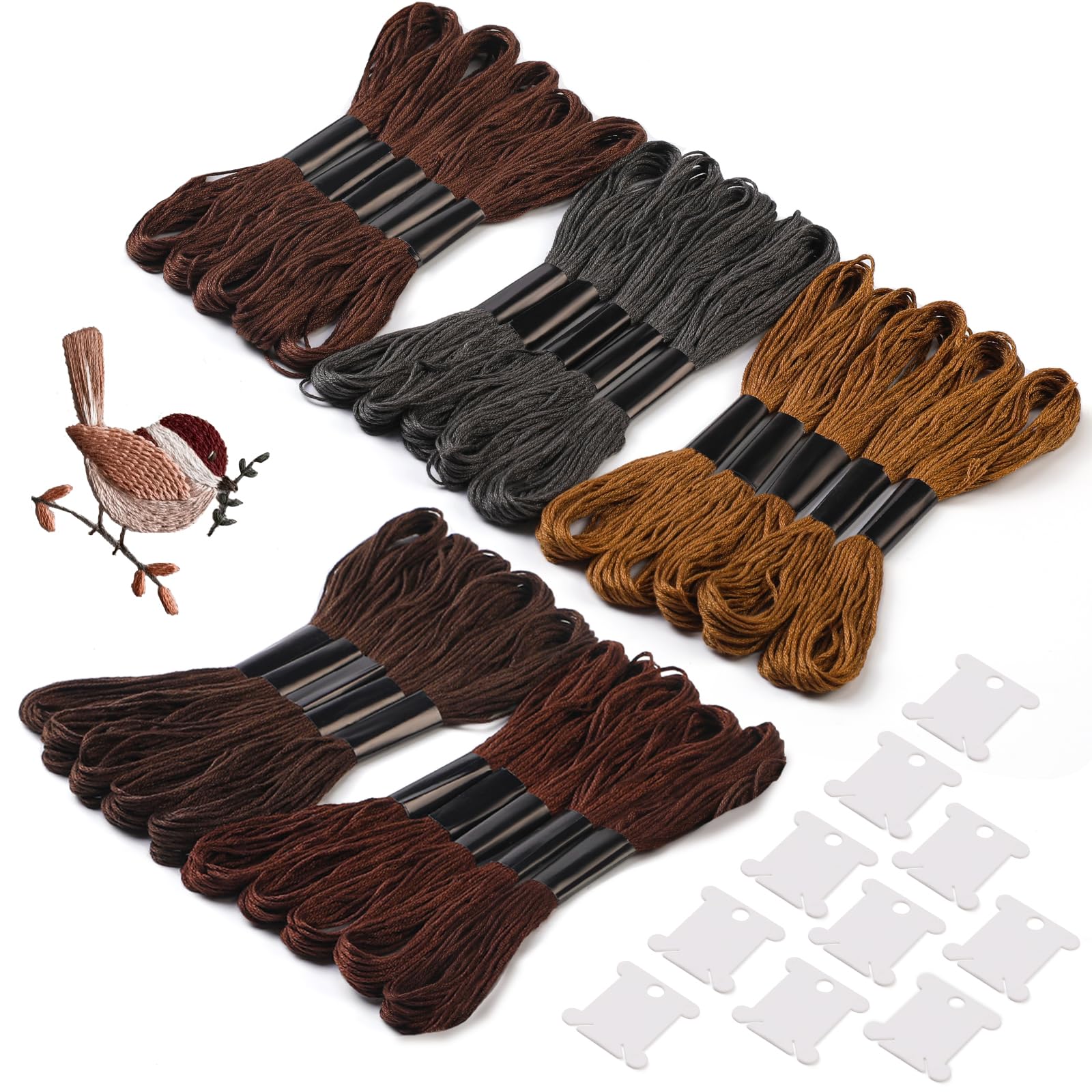 12 écheveaux Fil à Broder Panaché 6 Brins - 105 Yards (96 M), Polyester, Pour Bracelets D'amitié, Point De Croix - 7