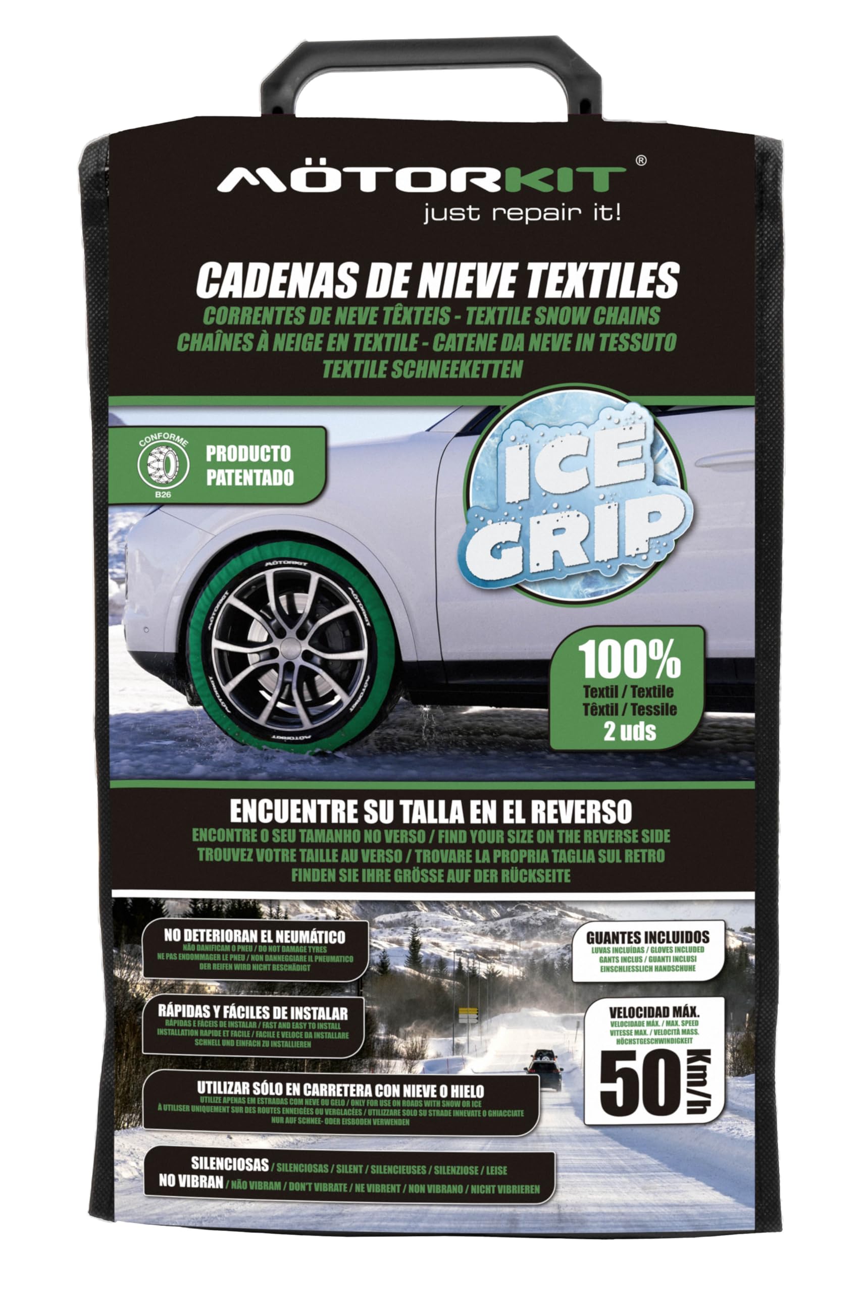 MOTORKIT MOTOR8015 Cadenas de nieve textiles