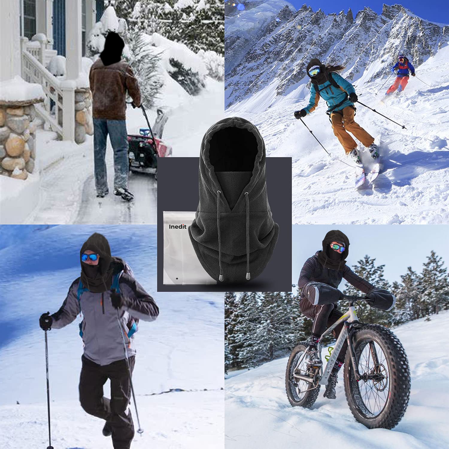inedit Cagoule Polaire Hiver Multifonction - Bonnet Echarpe Cache Cou Thermique Homme Femme - Vêtement pour Grand Froid - Accessoire Ski Protections de Tête et Visage
