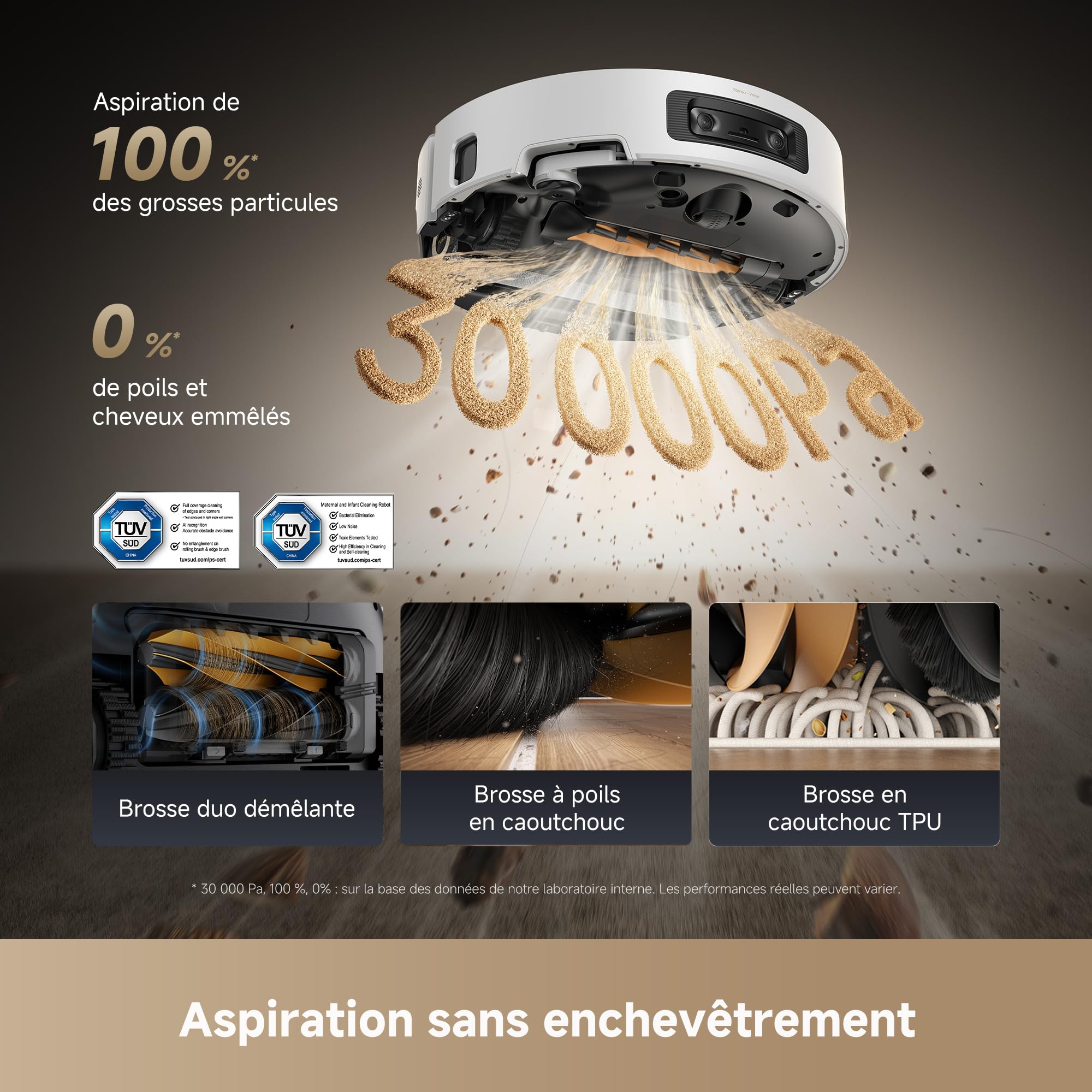 dreame Aqua10 Ultra Roller Complete Robot Aspirateur, Nettoyage Automatique du Rouleau, Aspiration de 30 000 Pa, Évitement d'obstacles de 8 cm, Vidage Automatique, Commande Vocale Intelligente, Blanc