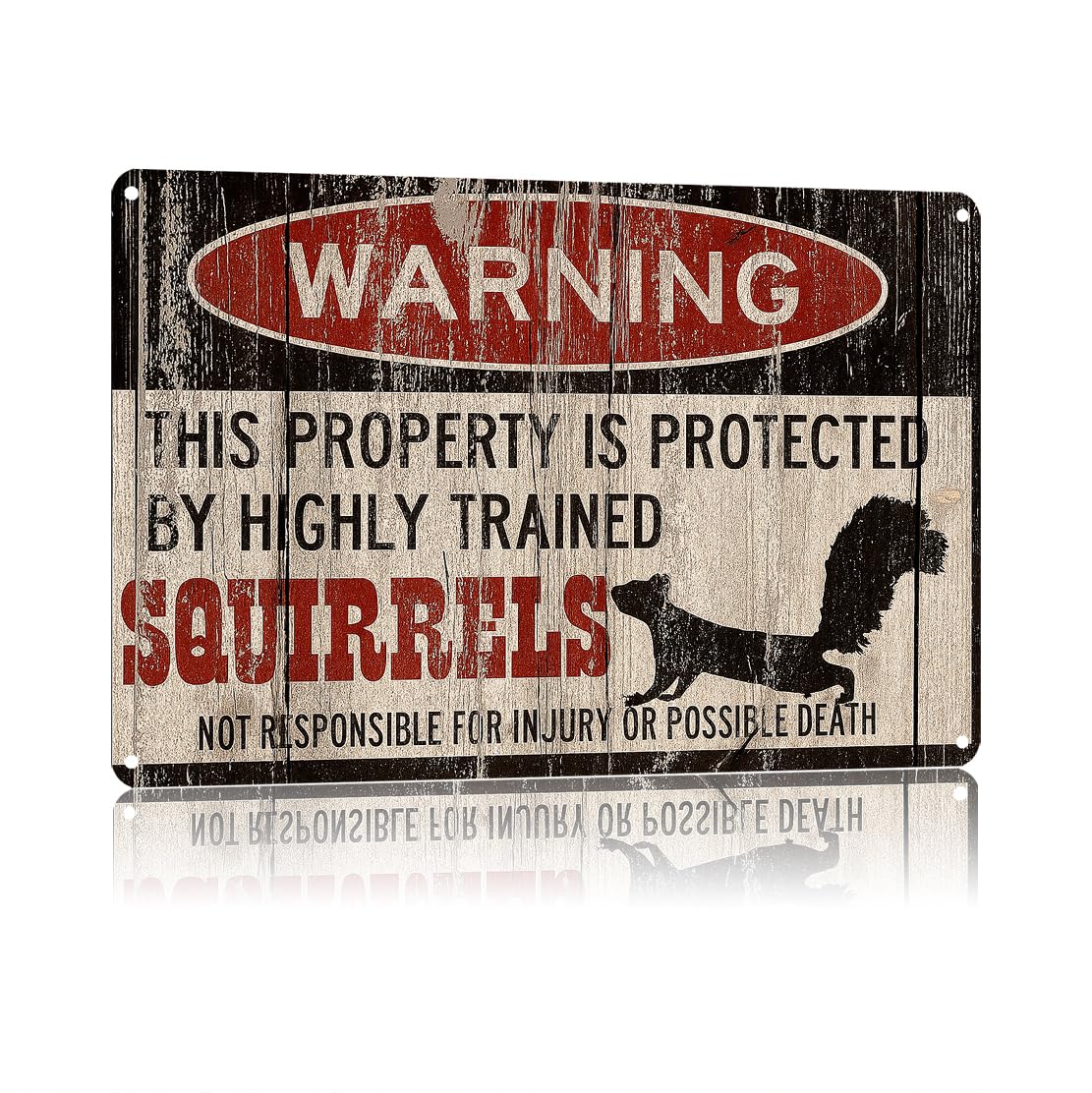 KWQDOZF Funny Metal Signs Posters Squirrel Warning Sign Wall Art for Yard Outdoor Lawn Garden Home Decor 8X12inch