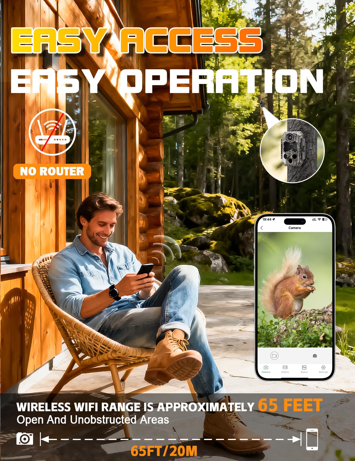 Wildkamera, Video 4K H.264 60MP mit 10000mAh Akku | WLAN Kamera Jagd mit Integrierter SD-Karte,IR Nachtsicht, Bewegungserkennung & 130° Weitwinkel