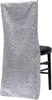 CV Linen Sequin Chiavari Full Chair Back Cover - Silver | 1 Pc.