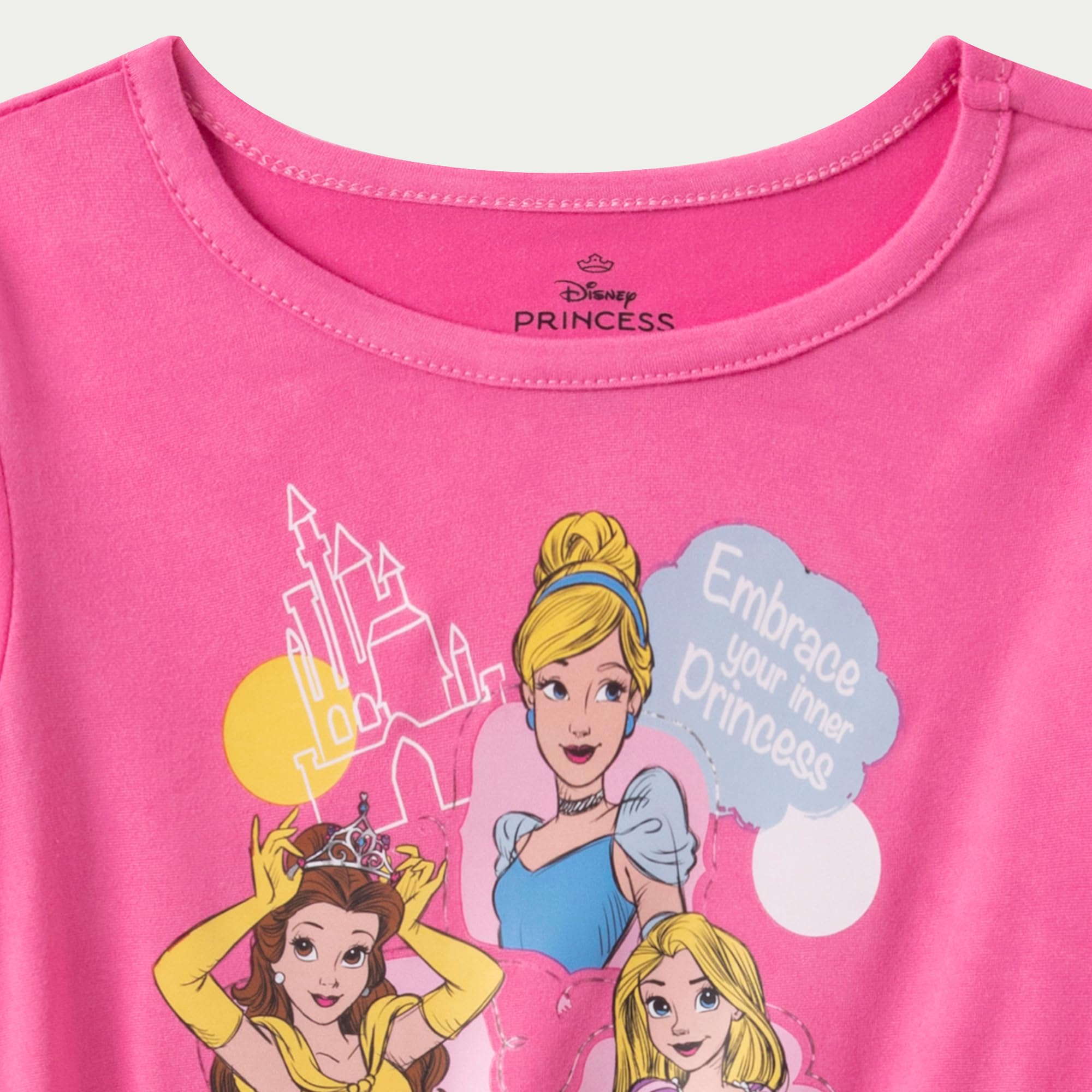 Disney Prinzessin Cinderella, Belle und Rapunzel Mädchen Langarm Kleid für Kleinkinder und große Kinder - Rosa