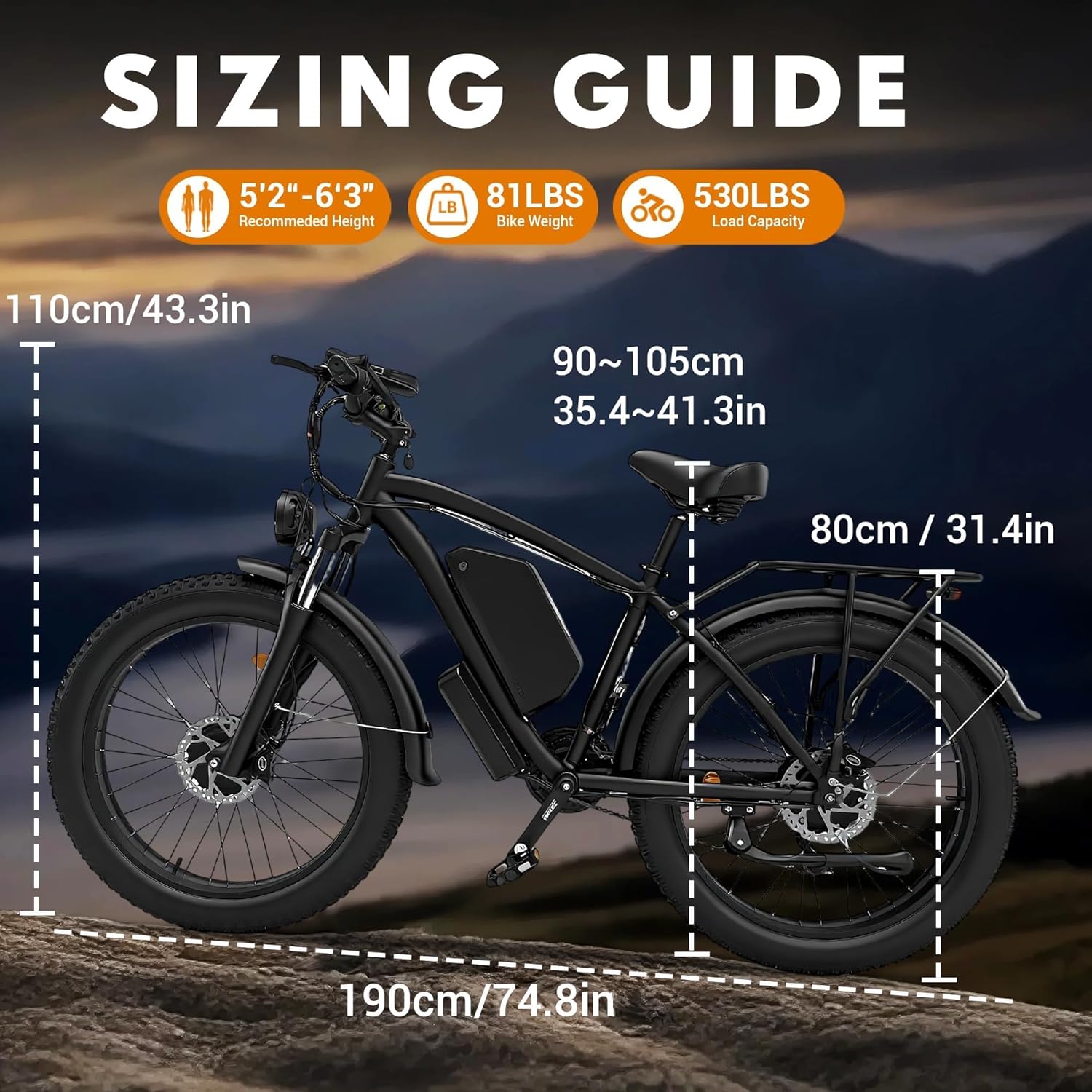 6000W Peak Dual Motor Electric Bike for Adult, 50MPH with 60V 25AH Battery, 26" Fat Tire Electric Bicycle for All Terrain, Full Suspension with Hydraulic Disc Brake, 21-Speed Long Range EBike