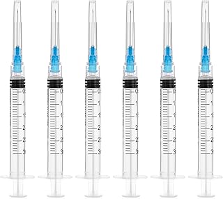 3ml Disposable Syringe with 23Ga 1Inch Needle, Individual Package-Pack of 100(3ml-23G-100pcs)
