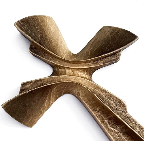 Wooden Hand Carved Cross for Wall Decor, Large Crucifix Wall Art Handmade (7.87, clear)