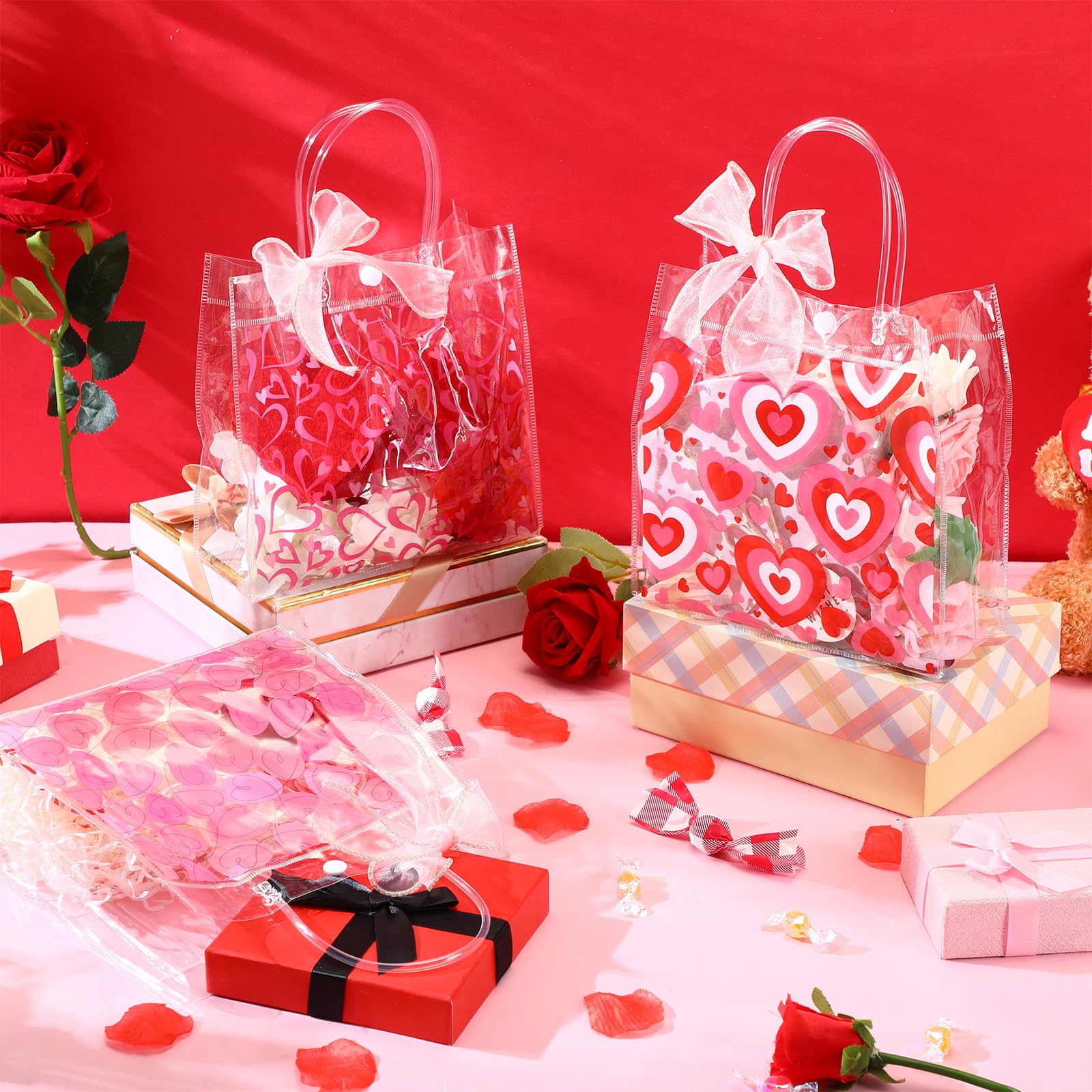 Ohuimrt 50 PCS Clear Plastic Gift AIS1 Bags With Handles - View #12