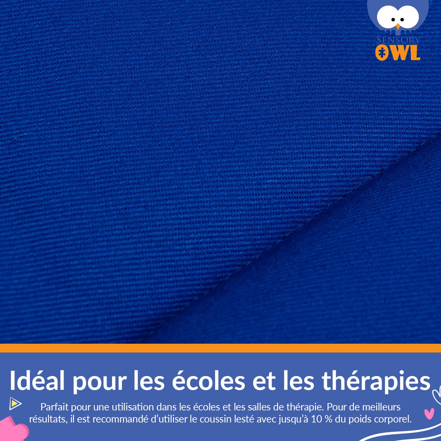 Coussin Lesté Coussin Pondéré pour Genoux Thérapeutique en Coton pour Enfants Adultes Réduction du Stress 30 x 40 cm 4 kg Bleu