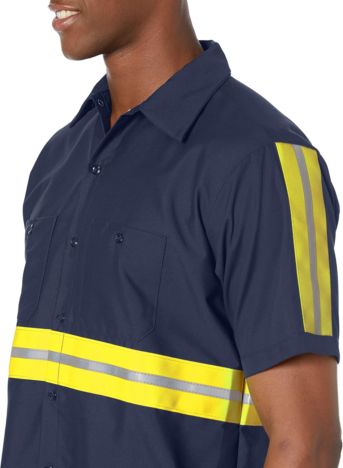 Red Kap Mens Short Sleeve Enhanced Visibility Industrial Work ShirtShirt - Image 3
