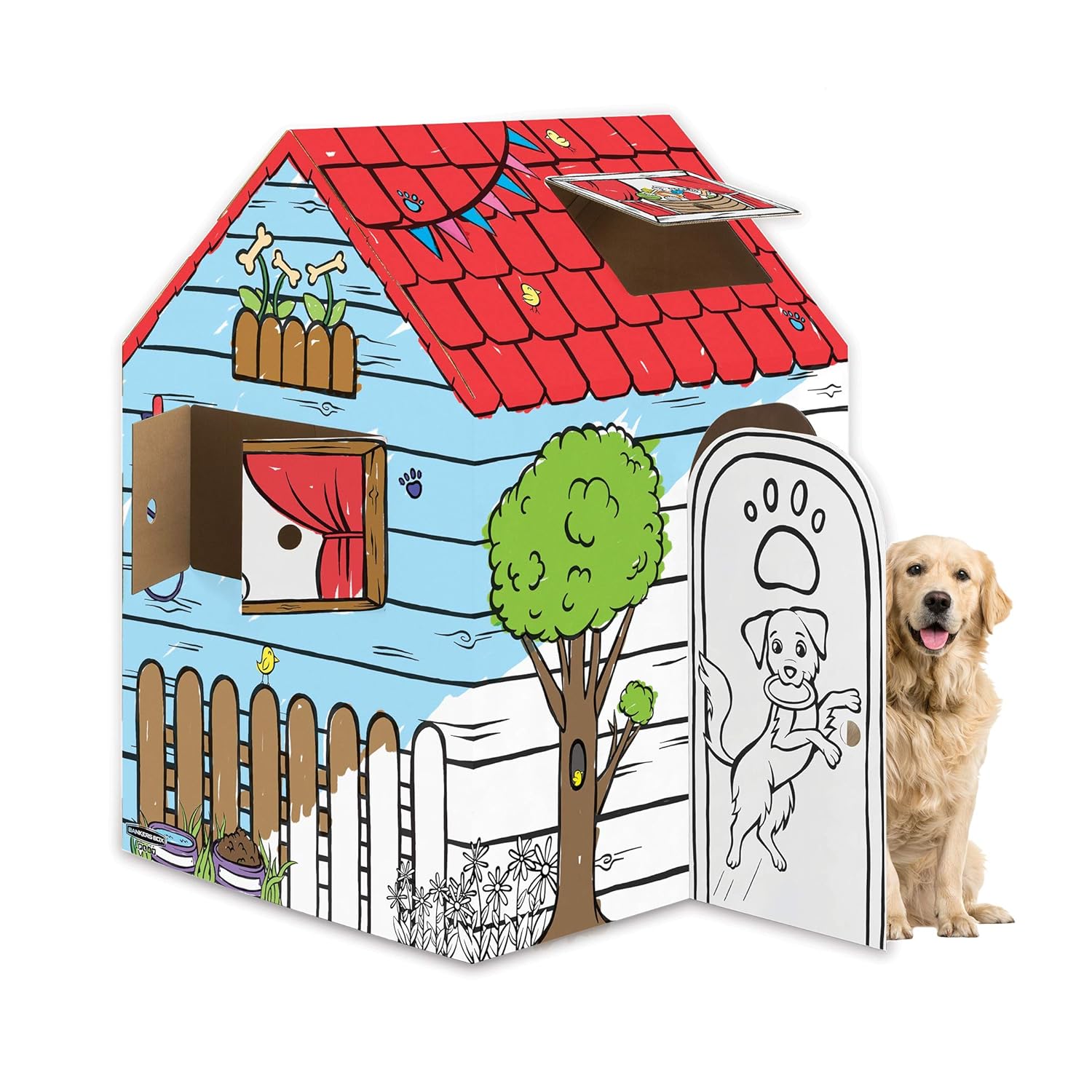 Bankers Box at Play Dog Playhouse, Cardboard Playhouse for Dogs and
