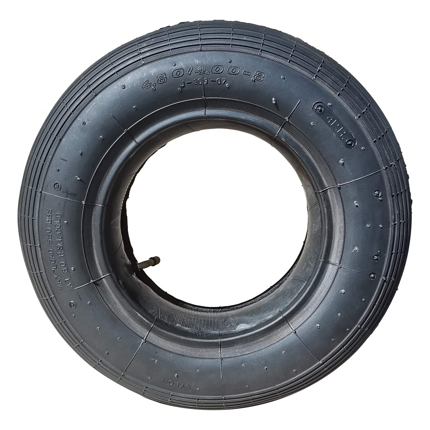 Resul Schubkarrenreifen-Schlauch Set 4.80/4.00-8, mit abgewinkeltem Autoventil, 4PR, 250 kg Traglast