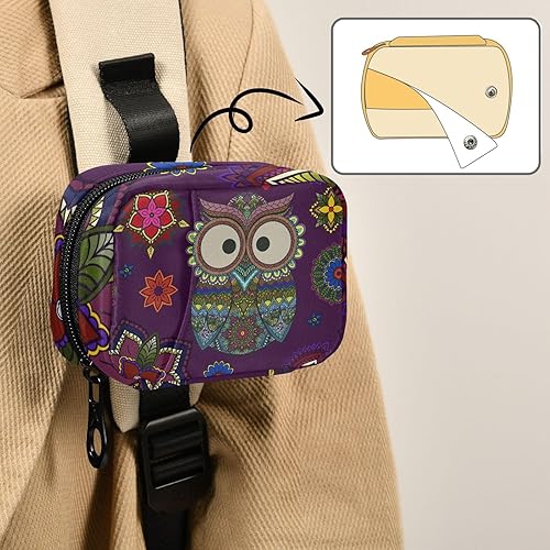 Miniatura 6 de Ollabaky Pastillero de viaje con diseño de búho floral con mandala, pastillero portátil para 7 días, organizador de suplementos vitamínicos con