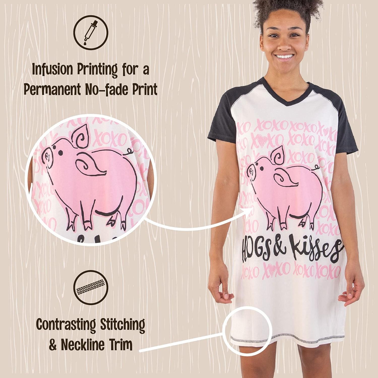 Lazy One Women's Nightgown, Funny V-Neck Sleep Shirt for Women, Novelty Pajama Tees - Image 5