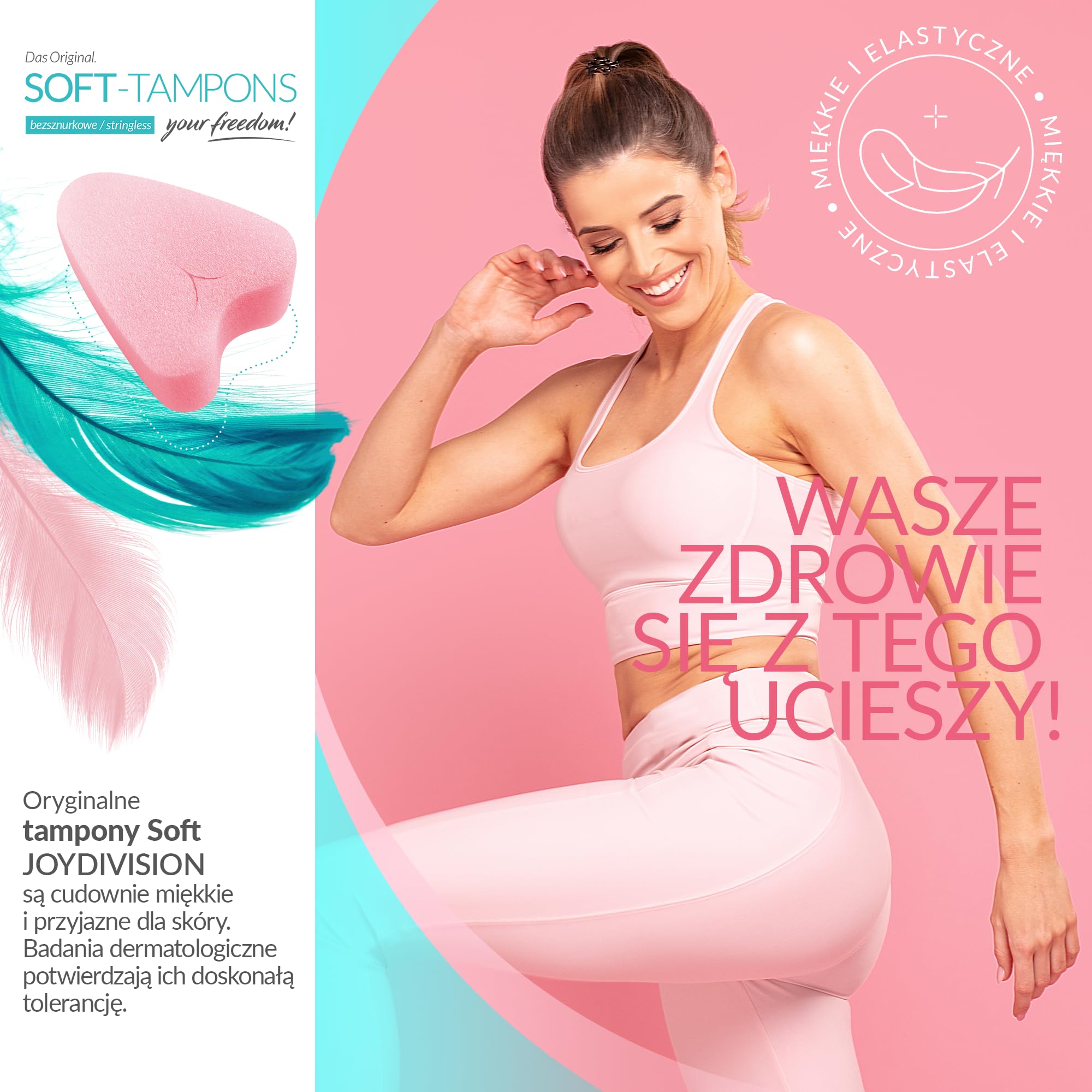 JOYDIVISION Soft-Tampons mini I 50 sztuk I Tampony bez sznurka do sportu, pływania i Spa I Gąbeczka menstruacyjna ultra soft I Łatwe wprowadzanie i usuwanie I Miękki tampon bez sznurka