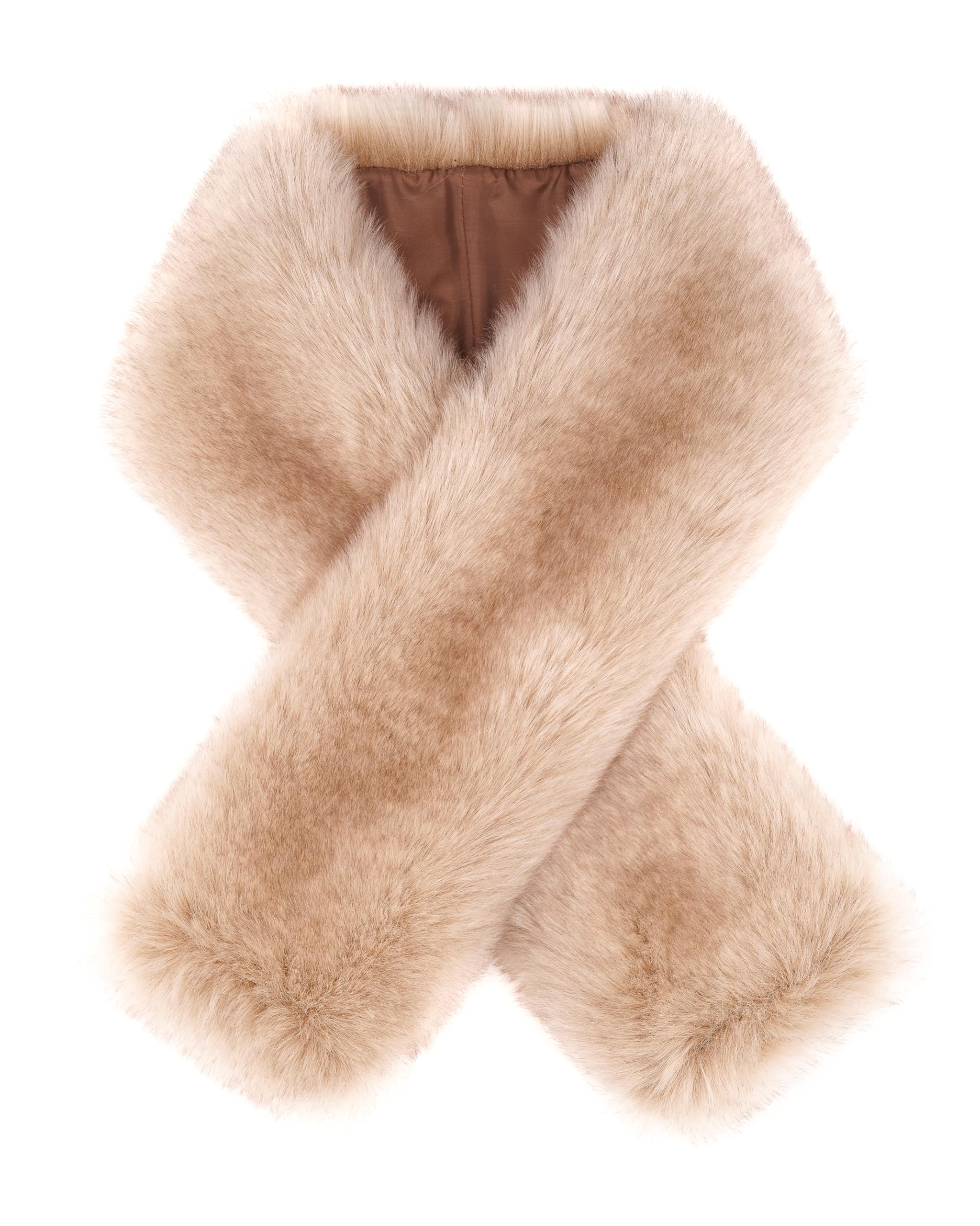 Futrzane Women's Gold Siberian Siberian Scarf - Faux Fur Scarfs Wraps - Elegant Collar For Coat (Gold Siberian)