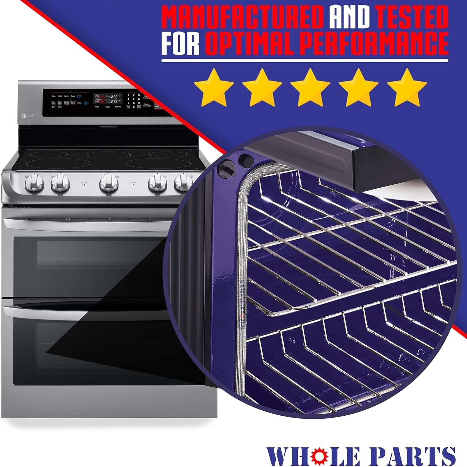 Upgraded Whole Parts Range Oven Door Seal Gasket with 17 Mounting Clips Part# MFZ64539602 - Replacement and Compatible with Some LG Ranges or Ovens