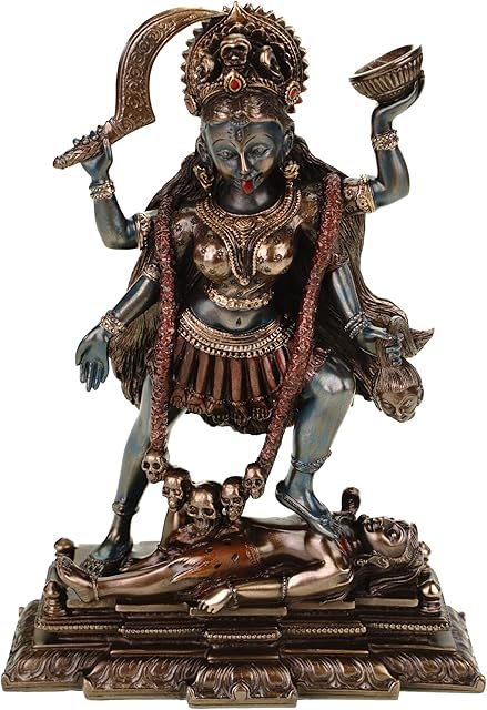 Veronese 708-7535 Kali Indian Goddess of Death Shiva Bronzed Sculpture 20 cm