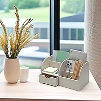 Vista 4 de UnionBasic Organizador de escritorio, Organizador de escritorio multifuncional de cuero para oficina, soporte para bolígrafos - Caja