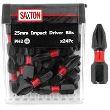 Saxton 24x PH2-25mm Impact Duty Phillips Screwdriver Drill Driver Bits Sets Tic Tac Box fits Dewalt Milwaukee Bosch
