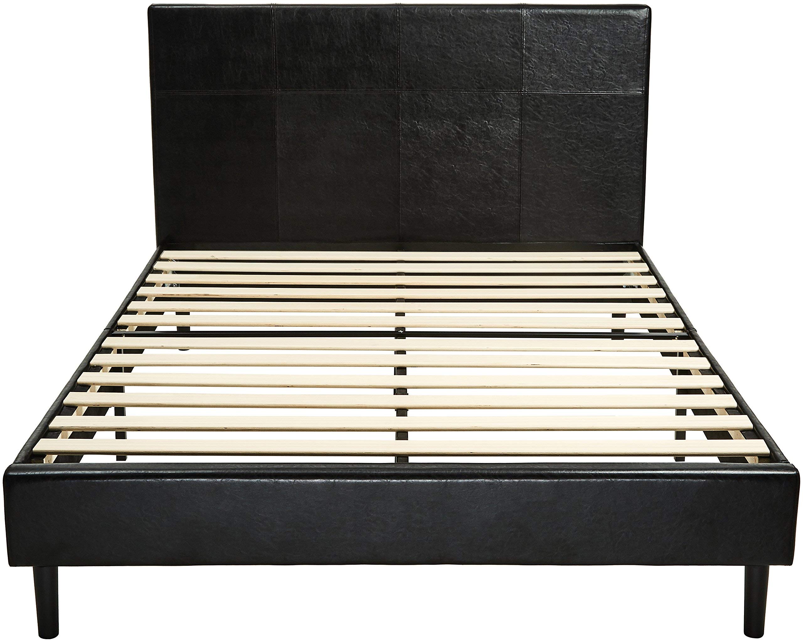 Amazon Basics Faux Leather Upholstered Platform Bed Frame with Wooden