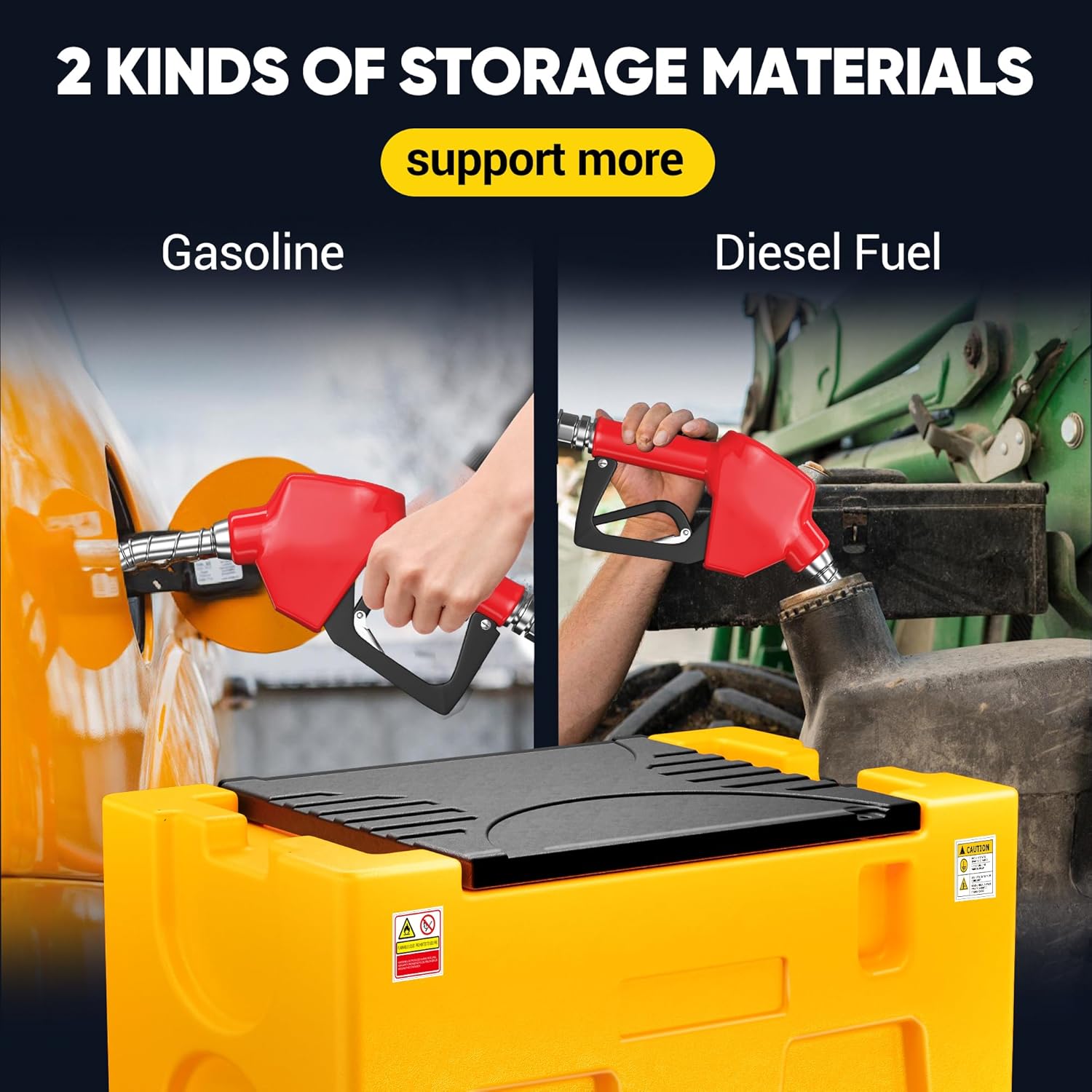 40 Gallon Portable Diesel Tank, 12V Electric Transfer Pump, Diesel Fuel Tank with 13.1FT Rubber Hose, 15 GPM Flow Rate, Safety Lock & Swivel Wheels, Fuel Transfer Tanks for Easy Transportation,Yellow