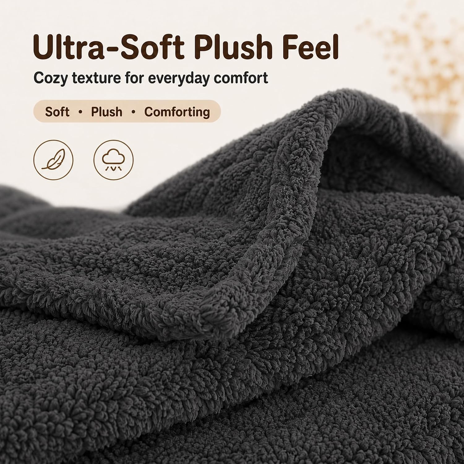 Eydna Electric Heated Blanket Full Size 72"×84" with 9 Heating Levels & 1-10Hs Auto Off，Double Sided Plush Sherpa, Energy Efficient, Machine Washable, for Couch & Bed, Gifts for Family- Dark Gray image 2