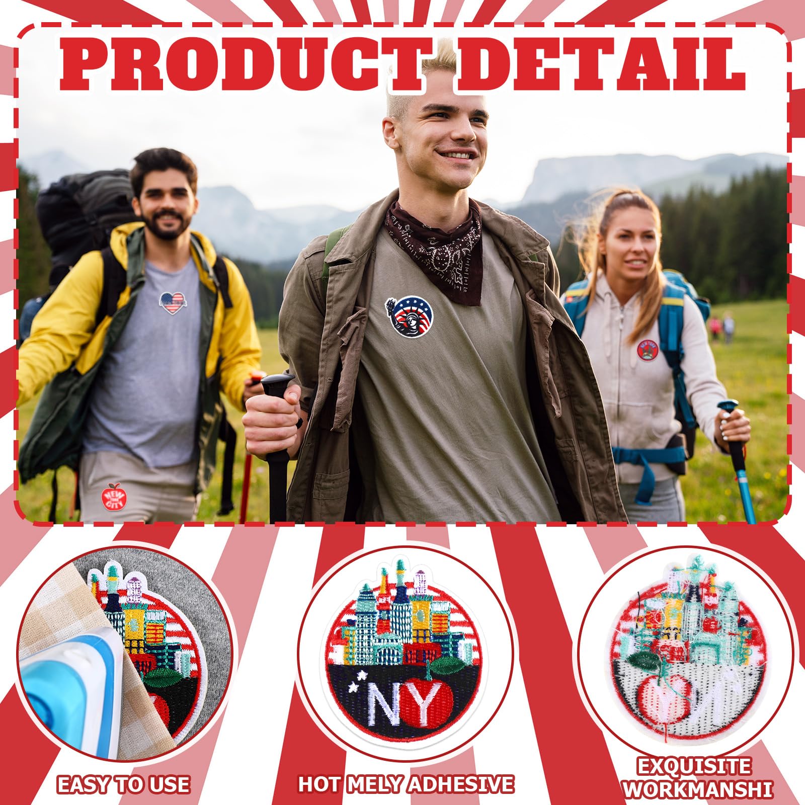 Tigeen 48 parches de chenilla para planchar de la ciudad de Nueva York, parches bordados a granel para sombreros, ropa, apliques para coser, accesorio de bricolaje para mochila, pantalones, jeans