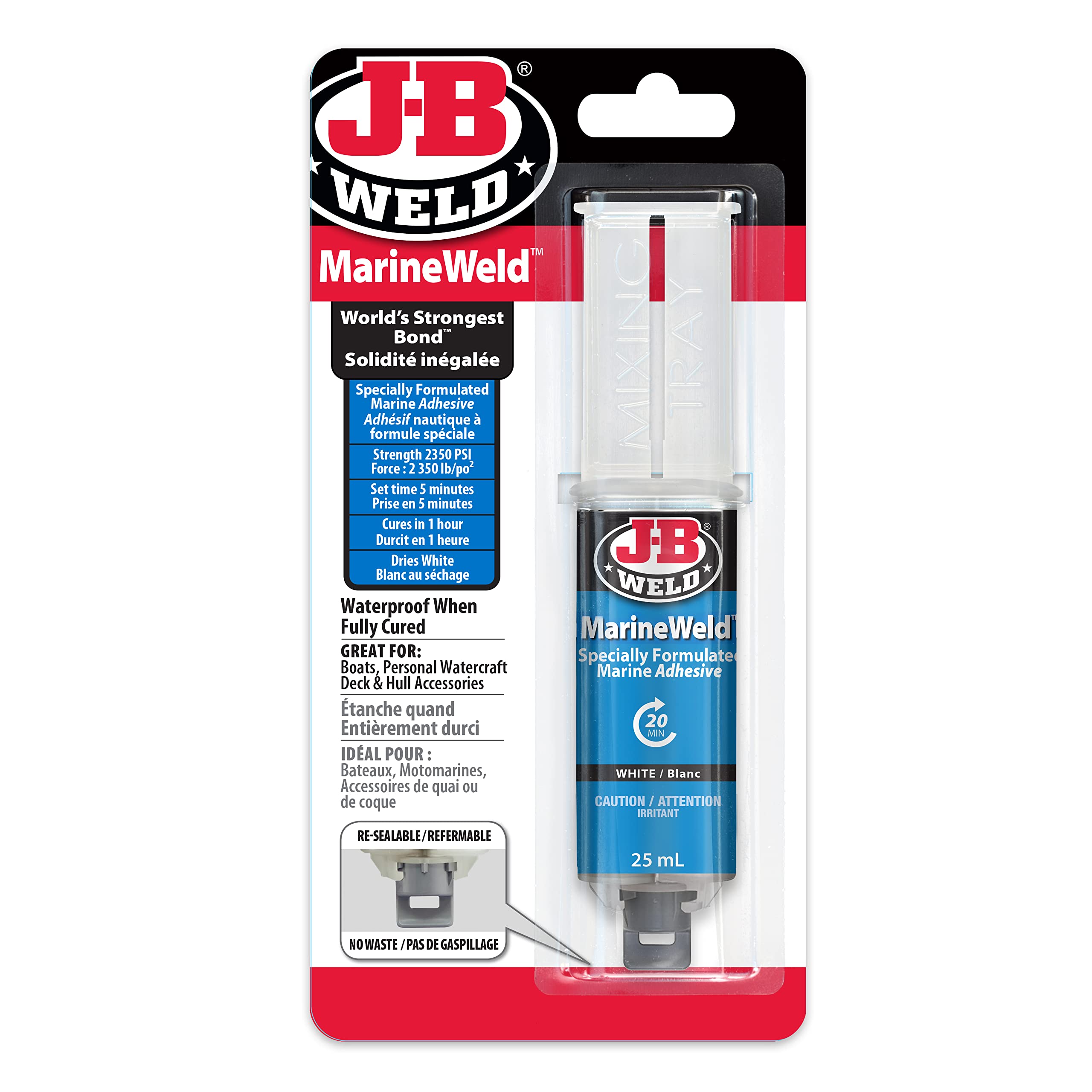 J-B WeldMarineWeld Adhesive Syringe - White, 25 ml