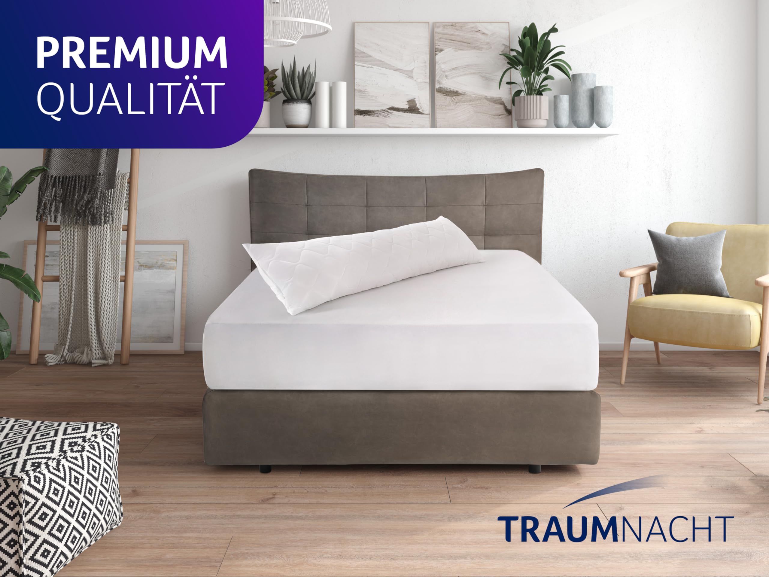Traumnacht Almohada Lateral de Microfibra Suave, 1.200 g de Relleno con Cremallera, 40 x 145 cm, Lavable, Certificado Öko-Tex, Desarrollado en Alemania