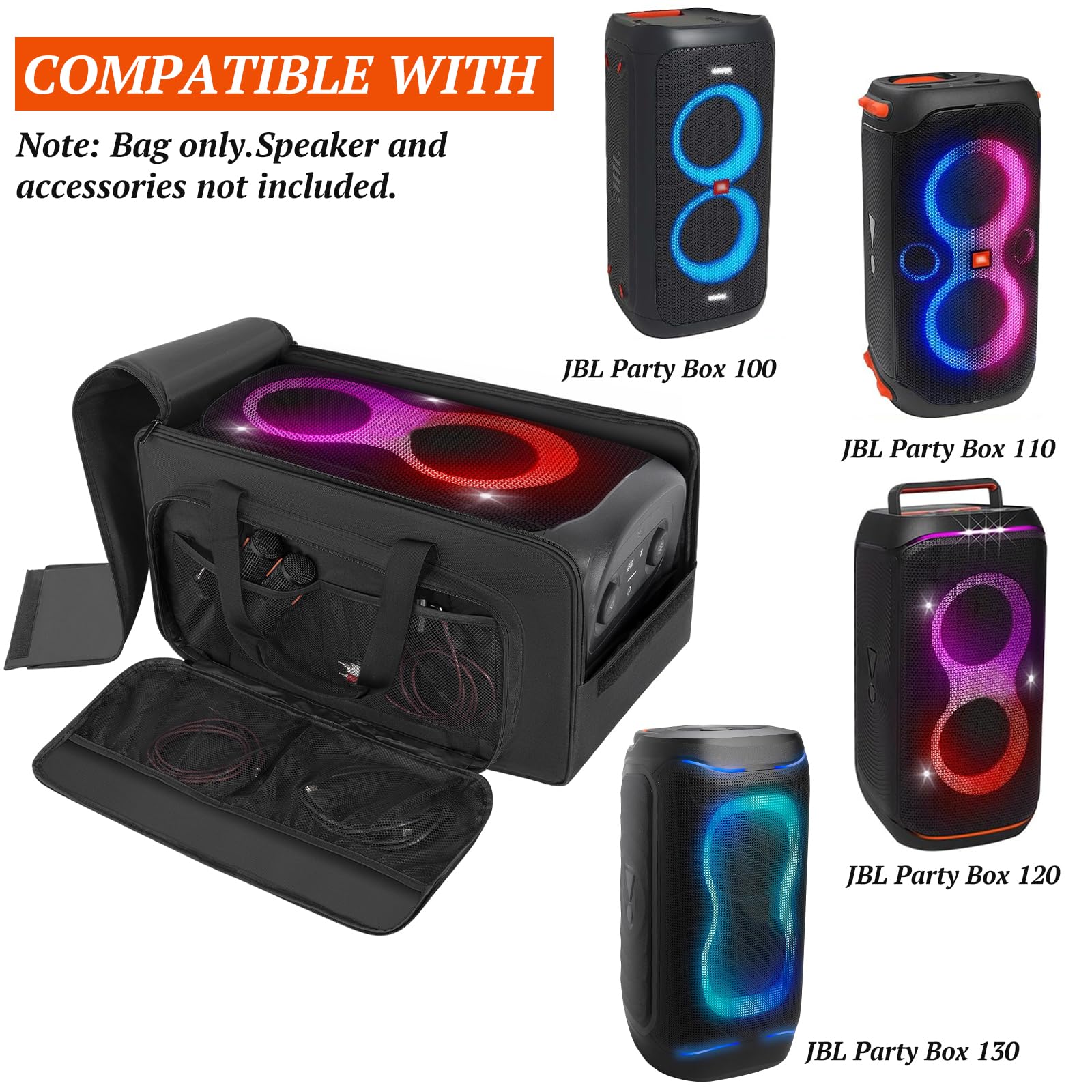 OUUTMEE Funda de transporte para altavoces compatible con JBL Party Box 100/110/120/130