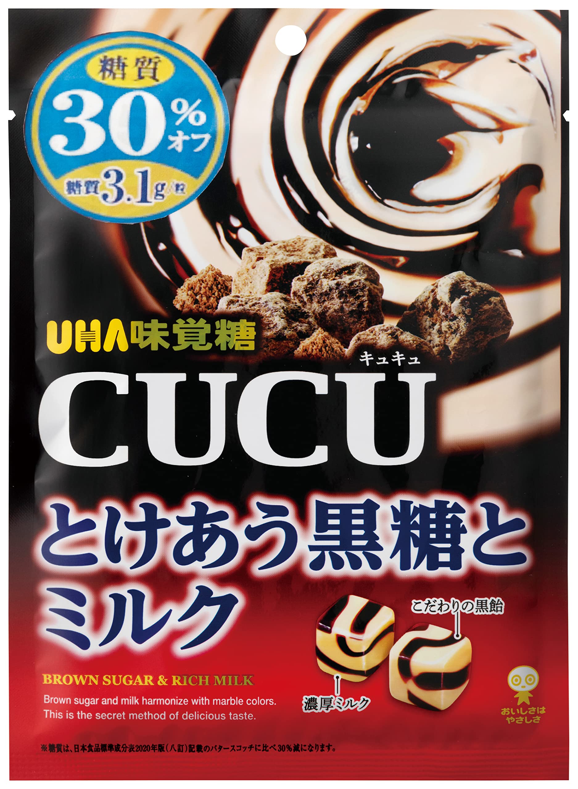 味覚糖 CUCUとけあう黒糖とミルク 80g×6袋