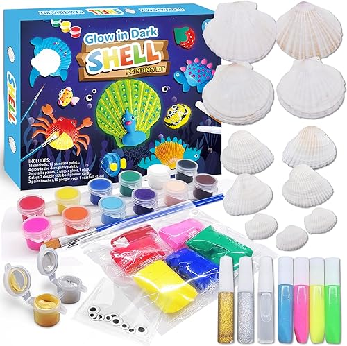 Miniatura 9 de SOOVSY Kit de pintura de conchas marinas que brillan en la oscuridad, juguetes de playa, artes y manualidades, regalos para niñas y niños,