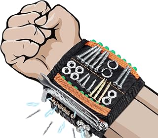 NAUDILIFE Magnetic Wristband - Magnetic Tool Wristband with 15 Powerful Magnets,Magnetic Tool Strip for Holding Nails Screws Drill,Valentines Gifts, Gifts for Dad